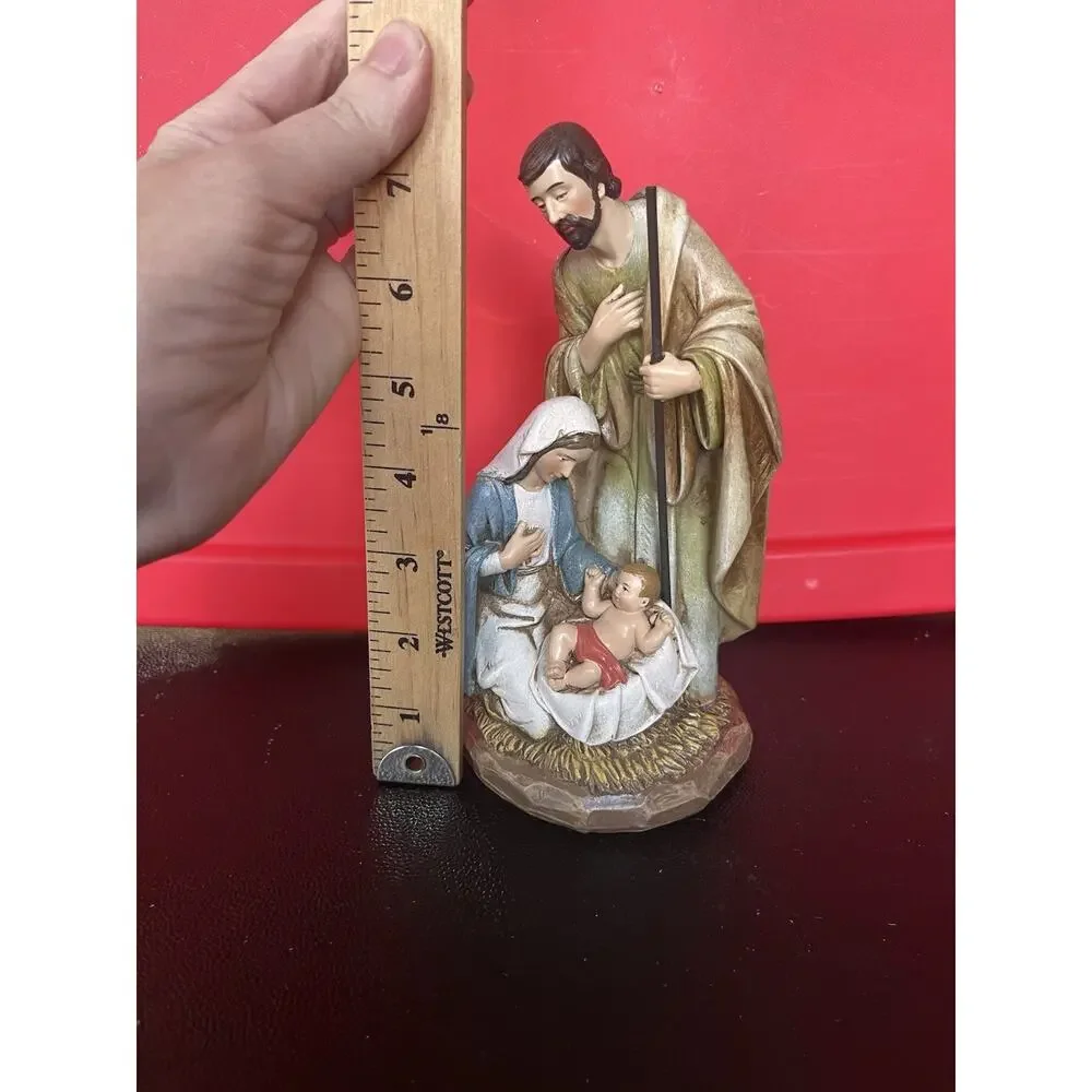 Holy Family Nativity Figurine Made of Resin One Piece Solid Christmas